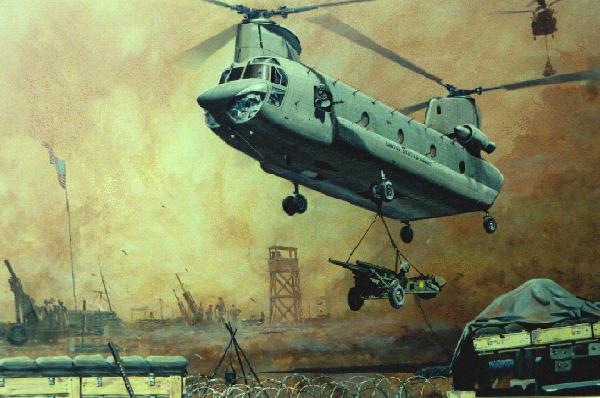 CH47 with piggyback sling load